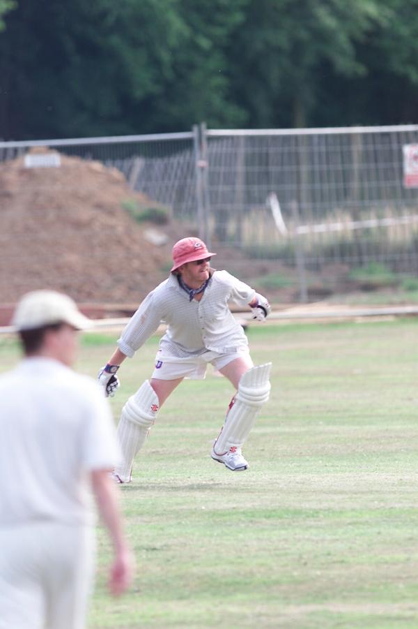 FROM Paul Burgman 27/07/01. Chris Evans who carried his bat for the team in his second innings for Hascombe Vilage's Cricket team