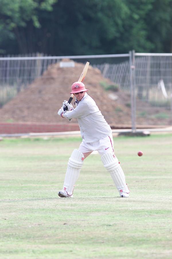 FROM Paul Burgman 27/07/01. Chris Evans who carried his bat for the team in his second innings for Hascombe Vilage's Cricket team