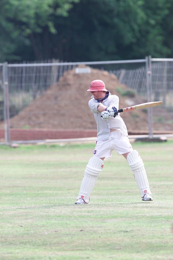 FROM Paul Burgman 27/07/01. Chris Evans who carried his bat for the team in his second innings for Hascombe Vilage's Cricket team