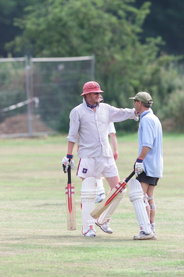 FROM Paul Burgman 27/07/01. Chris Evans who carried his bat for the team in his second innings for Hascombe Vilage's Cricket team