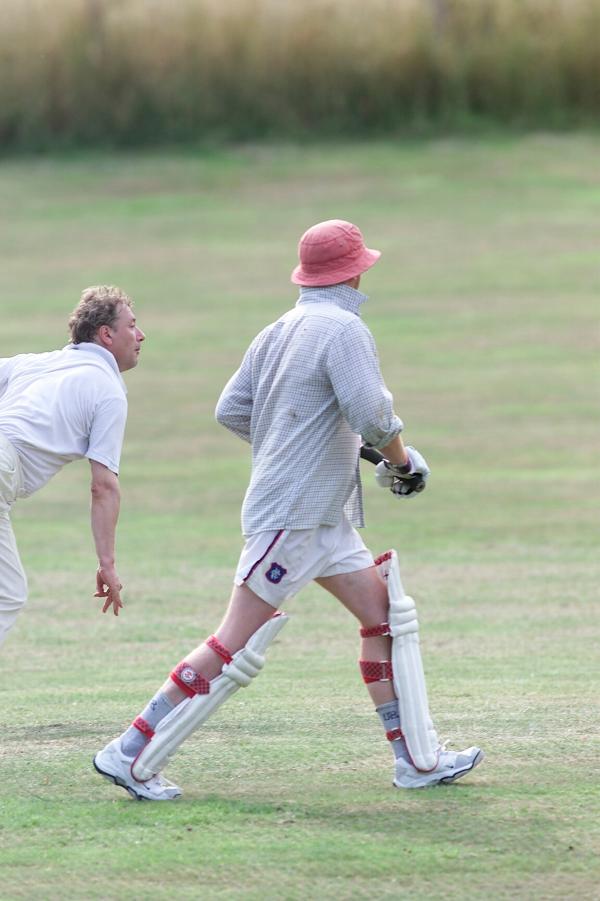 FROM Paul Burgman 27/07/01. Chris Evans who carried his bat for the team in his second innings for Hascombe Vilage's Cricket team