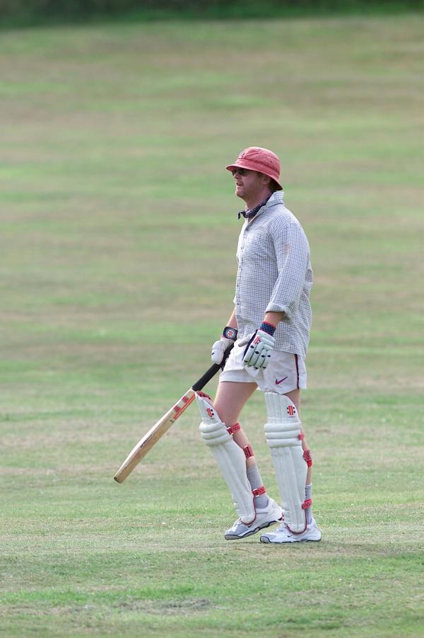 FROM Paul Burgman 27/07/01. Chris Evans who carried his bat for the team in his second innings for Hascombe Vilage's Cricket team