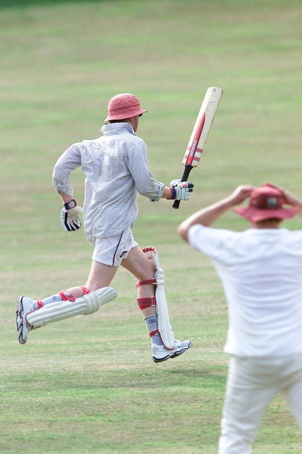 FROM Paul Burgman 27/07/01. Chris Evans who carried his bat for the team in his second innings for Hascombe Vilage's Cricket team