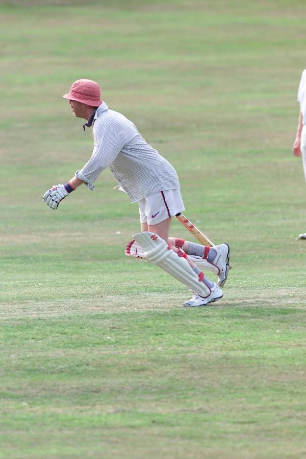 FROM Paul Burgman 27/07/01. Chris Evans who carried his bat for the team in his second innings for Hascombe Vilage's Cricket team