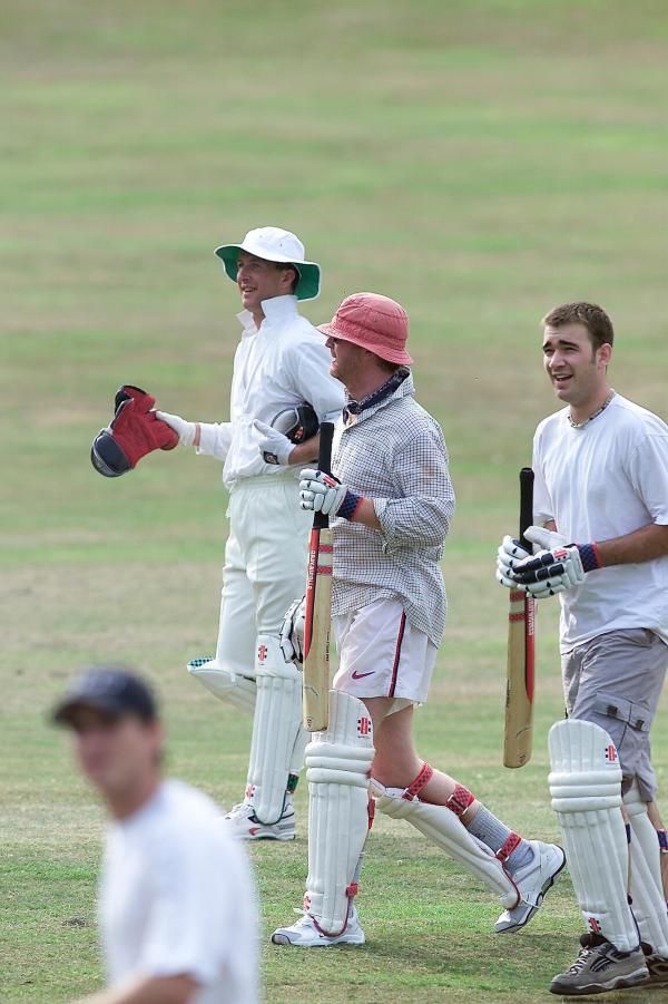 FROM Paul Burgman 27/07/01. Chris Evans who carried his bat for the team in his second innings for Hascombe Vilage's Cricket team