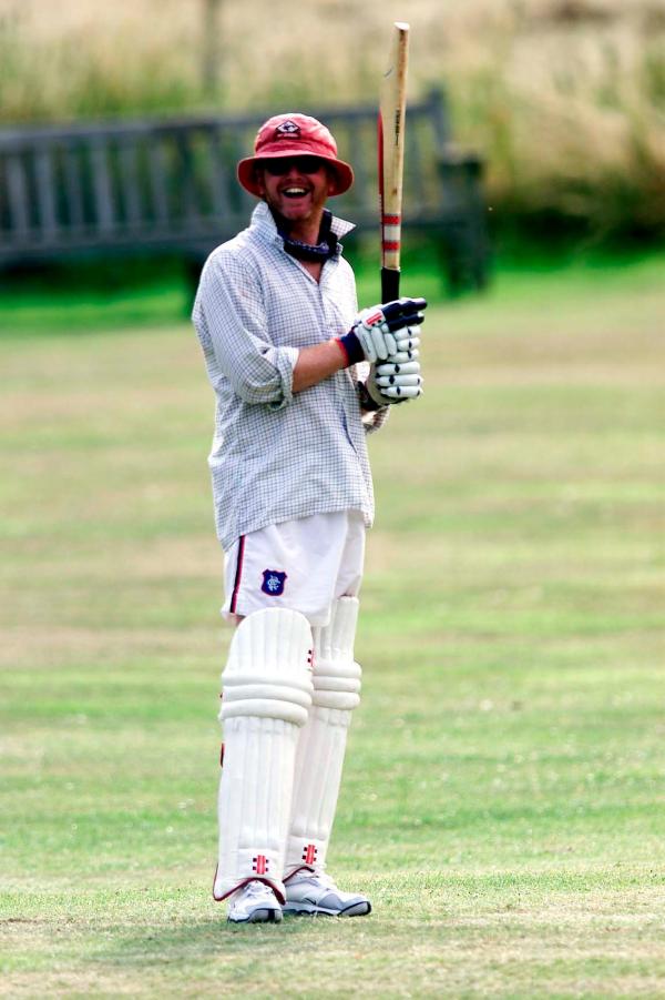 FROM Paul Burgman 27/07/01. Chris Evans who carried his bat for the team in his second innings for Hascombe Vilage's Cricket team