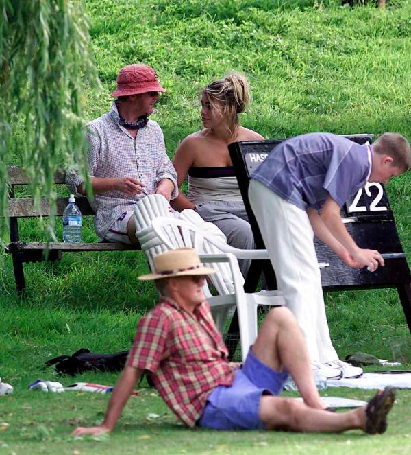 Chris Evans playing cricket for the White Horse Cricket team