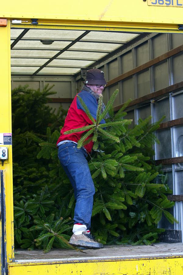 30/11/02.    Chris Evans and Billy Piper sell Xmas Trees for Charity at the White Horse Pub in Hascombe