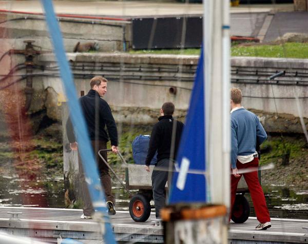 24th April 2006 HRH Prince William at the Joint Services Adventure Sailing Training Centre, Haslar Marina, Gosport, today with colleagues from the RMA Academy Sandhurst as part of their officer training  .