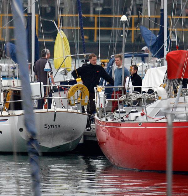 24th April 2006 HRH Prince William at the Joint Services Adventure Sailing Training Centre, Haslar Marina, Gosport, today with colleagues from the RMA Academy Sandhurst as part of their officer training  .