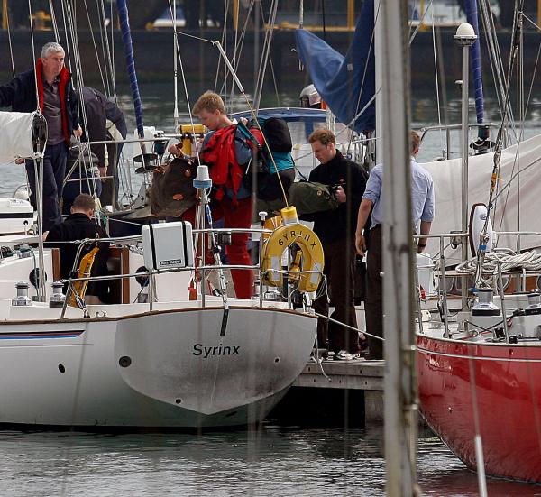 24th April 2006 HRH Prince William at the Joint Services Adventure Sailing Training Centre, Haslar Marina, Gosport, today with colleagues from the RMA Academy Sandhurst as part of their officer training  .