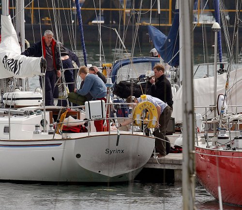 24th April 2006 HRH Prince William at the Joint Services Adventure Sailing Training Centre, Haslar Marina, Gosport, today with colleagues from the RMA Academy Sandhurst as part of their officer training  .