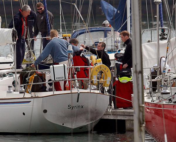 24th April 2006 HRH Prince William at the Joint Services Adventure Sailing Training Centre, Haslar Marina, Gosport, today with colleagues from the RMA Academy Sandhurst as part of their officer training  .