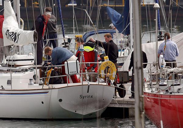 24th April 2006 HRH Prince William at the Joint Services Adventure Sailing Training Centre, Haslar Marina, Gosport, today with colleagues from the RMA Academy Sandhurst as part of their officer training  .