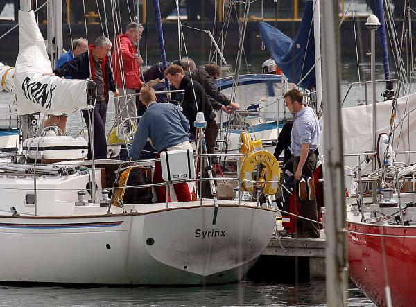 24th April 2006 HRH Prince William at the Joint Services Adventure Sailing Training Centre, Haslar Marina, Gosport, today with colleagues from the RMA Academy Sandhurst as part of their officer training  .