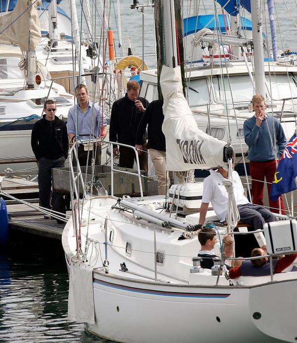 24th April 2006 HRH Prince William at the Joint Services Adventure Sailing Training Centre, Haslar Marina, Gosport, today with colleagues from the RMA Academy Sandhurst as part of their officer training  .