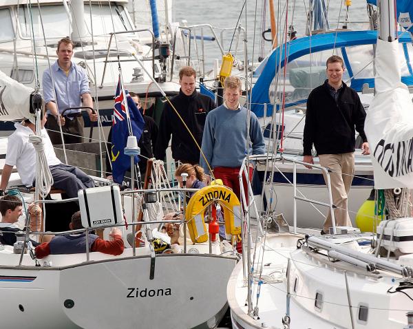 24th April 2006 HRH Prince William at the Joint Services Adventure Sailing Training Centre, Haslar Marina, Gosport, today with colleagues from the RMA Academy Sandhurst as part of their officer training  .