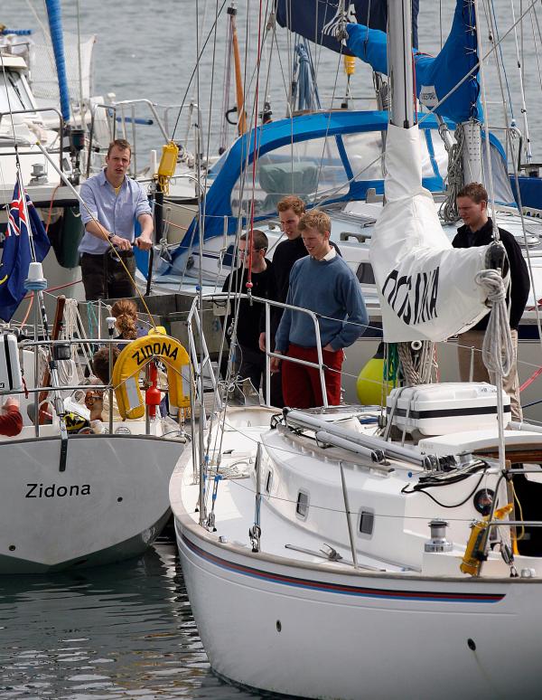 24th April 2006 HRH Prince William at the Joint Services Adventure Sailing Training Centre, Haslar Marina, Gosport, today with colleagues from the RMA Academy Sandhurst as part of their officer training  .