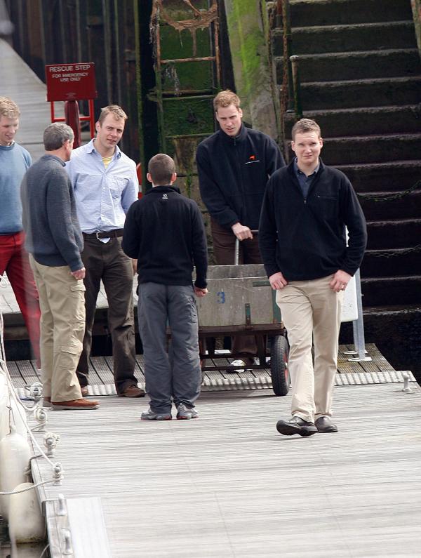 24th April 2006 HRH Prince William at the Joint Services Adventure Sailing Training Centre, Haslar Marina, Gosport, today with colleagues from the RMA Academy Sandhurst as part of their officer training  .