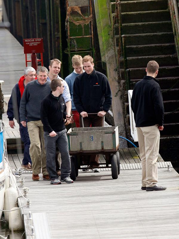 24th April 2006 HRH Prince William at the Joint Services Adventure Sailing Training Centre, Haslar Marina, Gosport, today with colleagues from the RMA Academy Sandhurst as part of their officer training  .