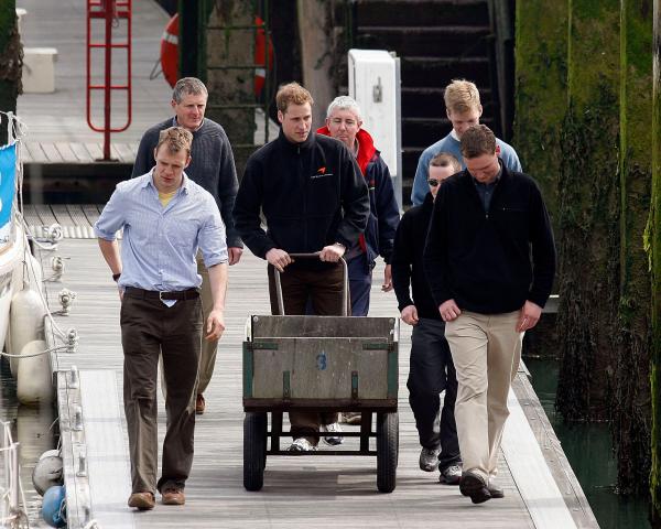 24th April 2006 HRH Prince William at the Joint Services Adventure Sailing Training Centre, Haslar Marina, Gosport, today with colleagues from the RMA Academy Sandhurst as part of their officer training  .