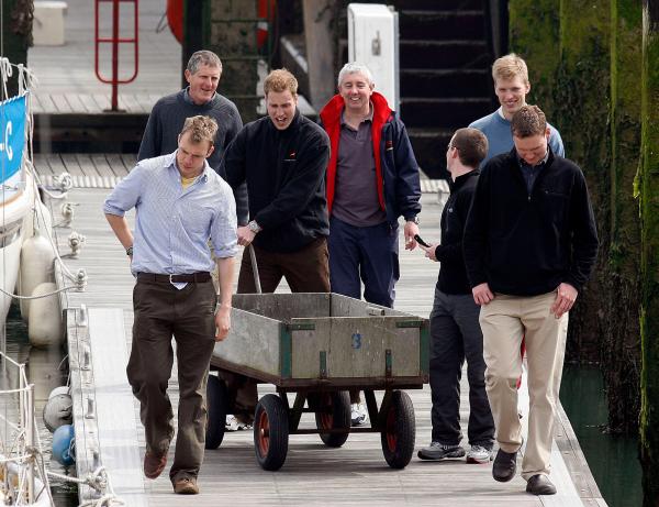 24th April 2006 HRH Prince William at the Joint Services Adventure Sailing Training Centre, Haslar Marina, Gosport, today with colleagues from the RMA Academy Sandhurst as part of their officer training  .