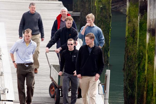 24th April 2006 HRH Prince William at the Joint Services Adventure Sailing Training Centre, Haslar Marina, Gosport, today with colleagues from the RMA Academy Sandhurst as part of their officer training  .