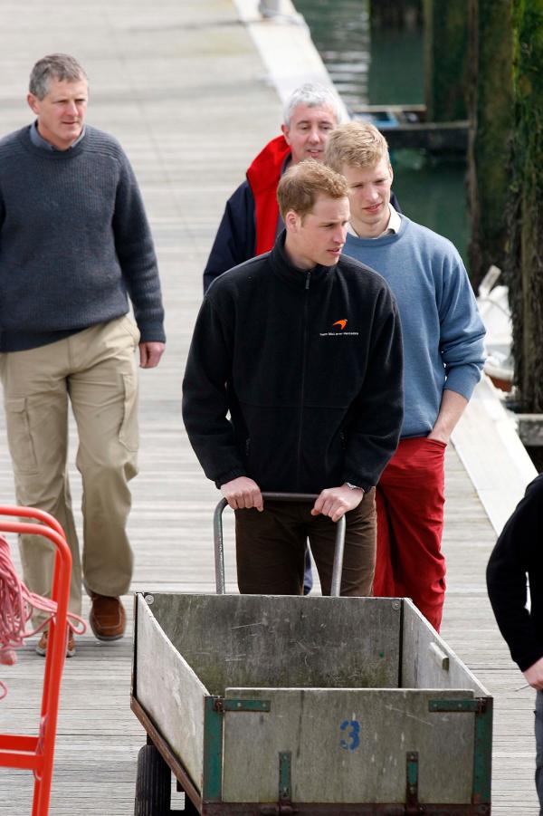 24/04/2006 HRH Prince William at the Joint Services Adventure Sailing Training Centre, Haslar Marina, Gosport, today with colleagues from the RMA Academy Sandhurst as part of their officer training.