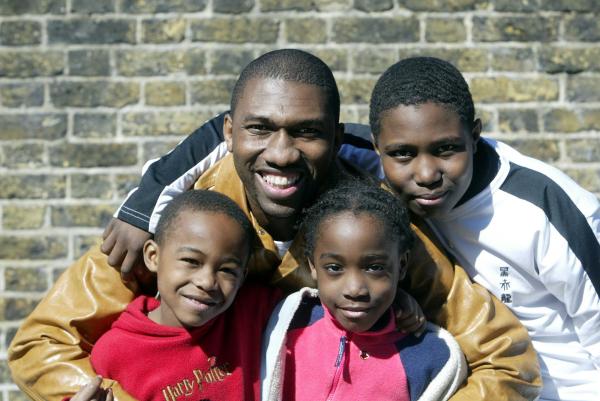 14-03-2003.  Kwame Kwei-Armah and Children Kwame (jnr aged 10) Oni and Kofi (both aged 7)