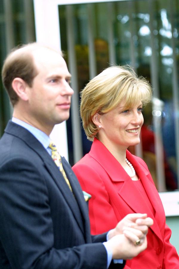 HRH Edward and the Countess of Wessex Sophie visit  a local Primary school in Heatherside, Camberley