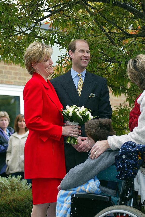 HRH Edward and the Countess of Wessex Sophie visit  a local Primary school in Heatherside, Camberley