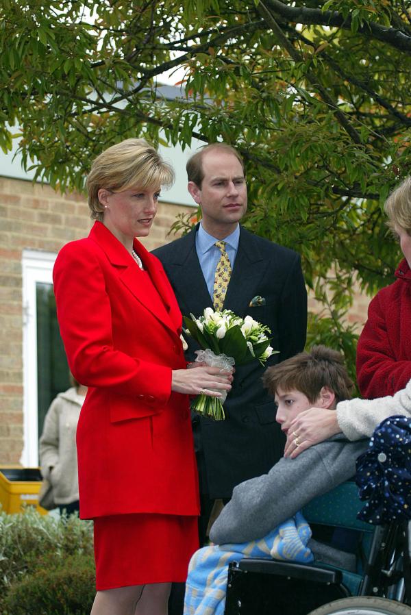 HRH Edward and the Countess of Wessex Sophie visit  a local Primary school in Heatherside, Camberley