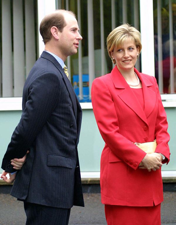 HRH Edward and the Countess of Wessex Sophie visit  a local Primary school in Heatherside, Camberley