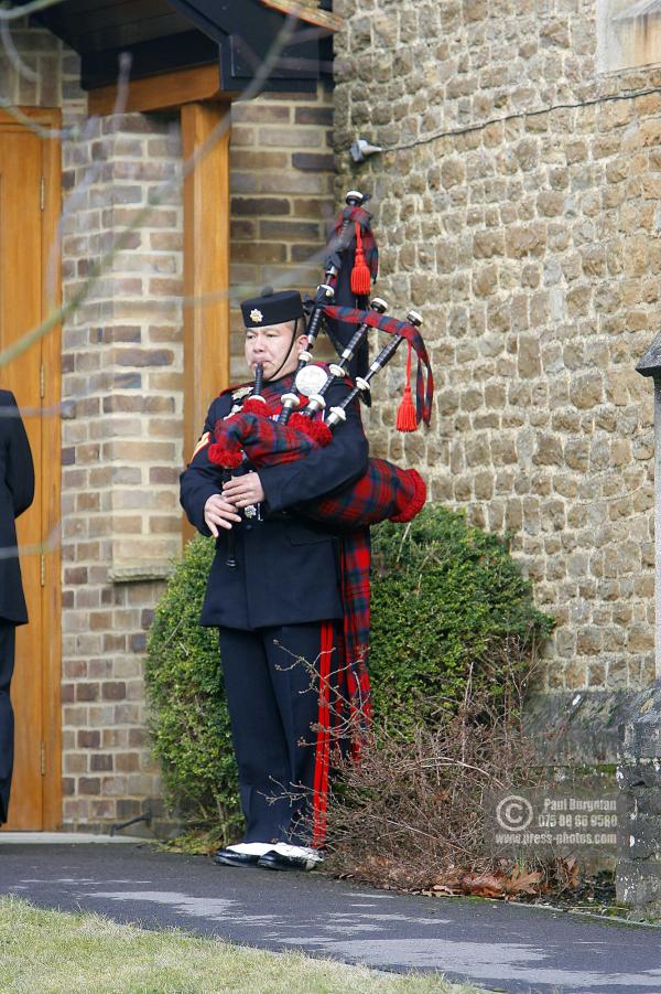30th January 2009 -- Tony Harts Funeral,  LONE GURKHA Rifles Bagpiper at funeral.         Christ Church Shamley Green -- (pic by Paul Burgman) 075 88 66 9580