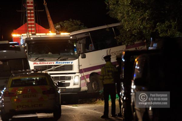 11th September 2012.     
Recovery of the Coach involved in a fatal accident on the A3 south of Guildford, taking festival goers back to Merseyside