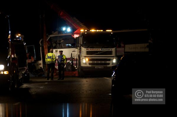 11th September 2012.     
Recovery of the Coach involved in a fatal accident on the A3 south of Guildford, taking festival goers back to Merseyside