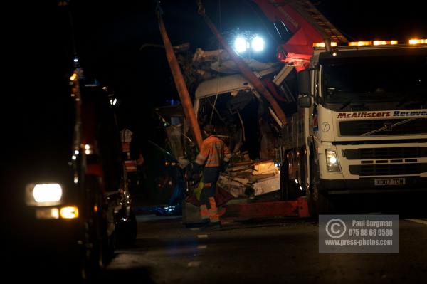 11th September 2012.     
Recovery of the Coach involved in a fatal accident on the A3 south of Guildford, taking festival goers back to Merseyside