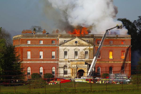 25/04/2015.  Near Guidlford Clandon House National Trust Property is in flames