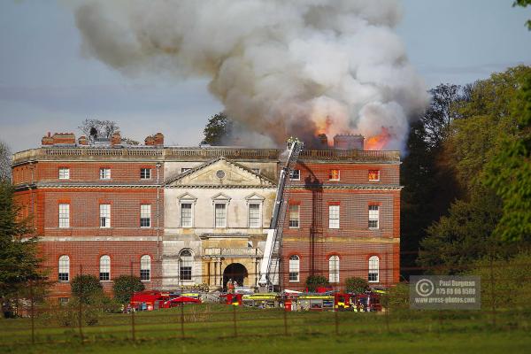 25/04/2015. . Near Guildford. Clandon House National Trust Property is in destroyed in a fire. 18th Century property & much of it's contents were lost to either water or fire damage