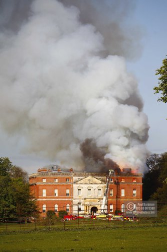 25/04/2015. . Near Guildford. Clandon House National Trust Property is in destroyed in a fire. 18th Century property & much of it's contents were lost to either water or fire damage