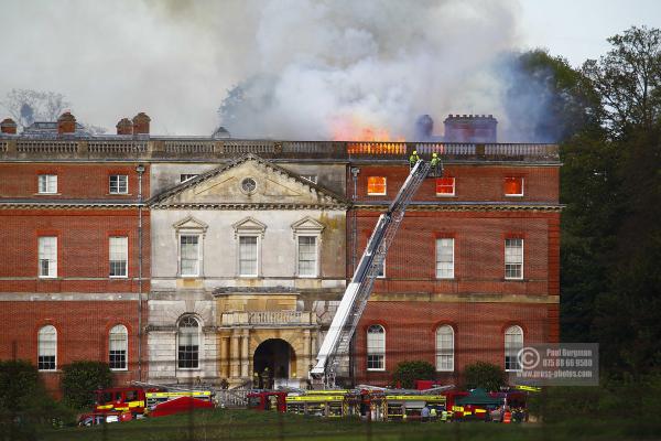 25/04/2015. . Near Guildford. Clandon House National Trust Property is in destroyed in a fire. 18th Century property & much of it's contents were lost to either water or fire damage