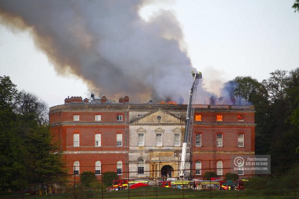 25/04/2015. . Near Guildford. Clandon House National Trust Property is in destroyed in a fire. 18th Century property & much of it's contents were lost to either water or fire damage