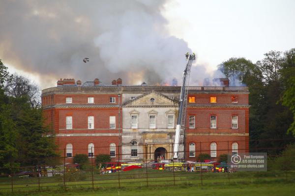 25/04/2015. . Near Guildford. Clandon House National Trust Property is in destroyed in a fire. 18th Century property & much of it's contents were lost to either water or fire damage