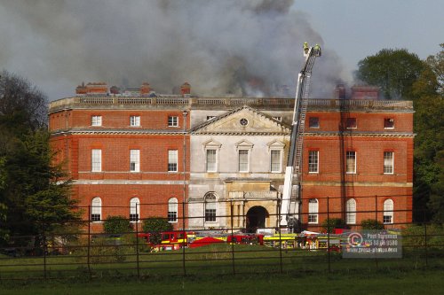 25/04/2015. . Near Guildford. Clandon House National Trust Property is in destroyed in a fire. 18th Century property & much of it's contents were lost to either water or fire damage