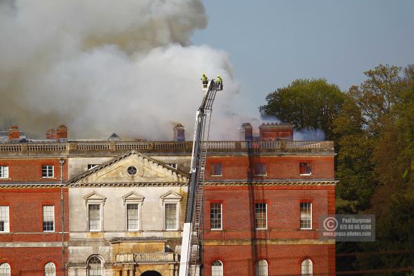 25/04/2015. . Near Guildford. Clandon House National Trust Property is in destroyed in a fire. 18th Century property & much of it's contents were lost to either water or fire damage