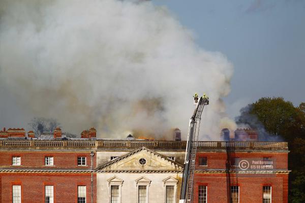 25/04/2015. . Near Guildford. Clandon House National Trust Property is in destroyed in a fire. 18th Century property & much of it's contents were lost to either water or fire damage