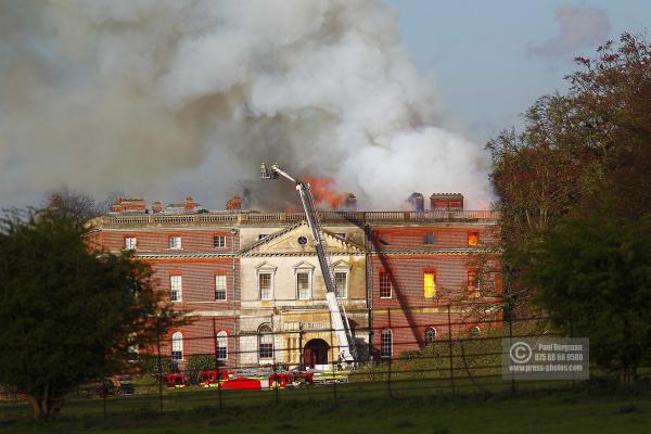 25/04/2015. . Near Guildford. Clandon House National Trust Property is in destroyed in a fire. 18th Century property & much of it's contents were lost to either water or fire damage