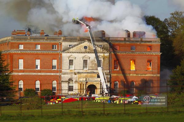 25/04/2015. . Near Guildford. Clandon House National Trust Property is in destroyed in a fire. 18th Century property & much of it's contents were lost to either water or fire damage