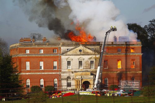 25/04/2015. . Near Guildford. Clandon House National Trust Property is in destroyed in a fire. 18th Century property & much of it's contents were lost to either water or fire damage