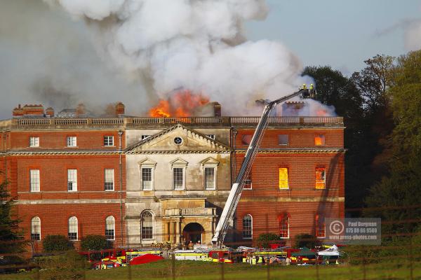 25/04/2015. . Near Guildford. Clandon House National Trust Property is in destroyed in a fire. 18th Century property & much of it's contents were lost to either water or fire damage